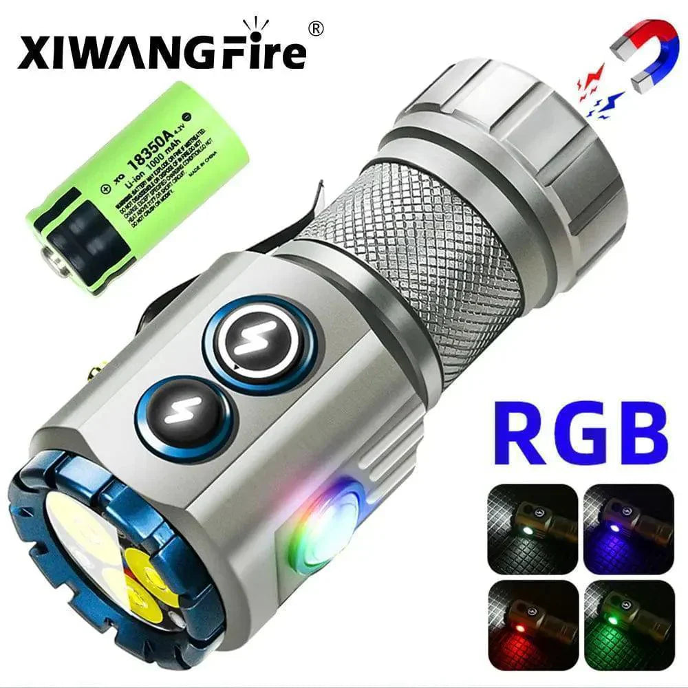 LED Flashlight with Magnetic Base – Rechargeable via USB