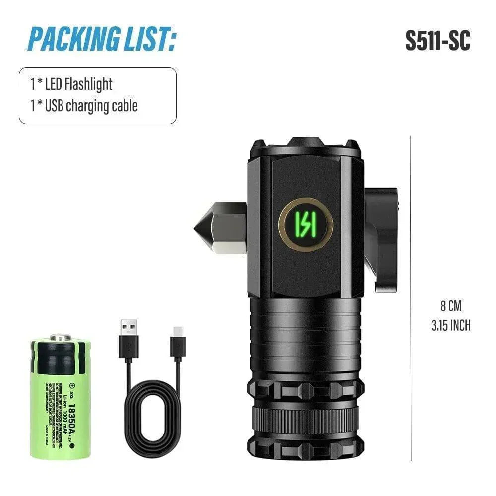 LED Flashlight with Magnetic Base – Rechargeable via USB