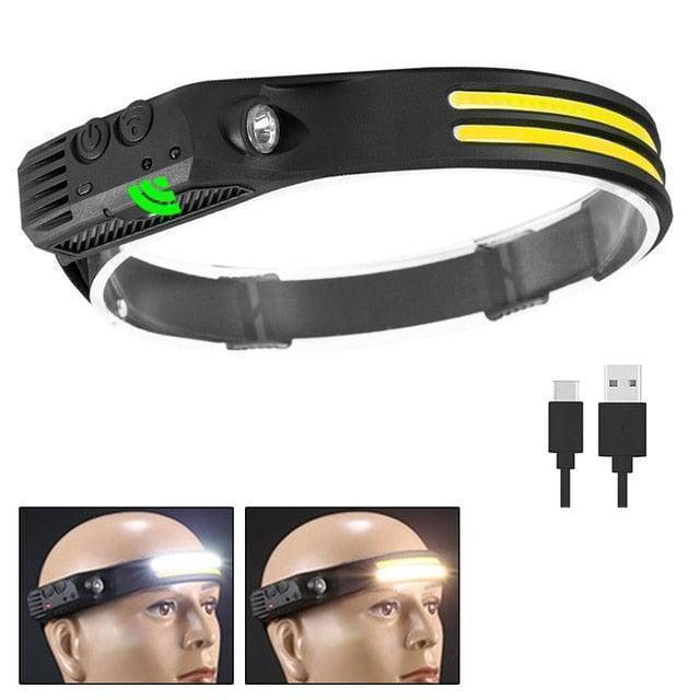 LED Headlamp with USB Rechargeable Sensor for Outdoor Use