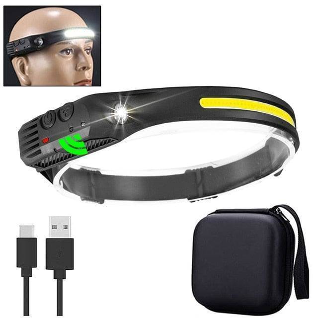 LED Headlamp with USB Rechargeable Sensor for Outdoor Use