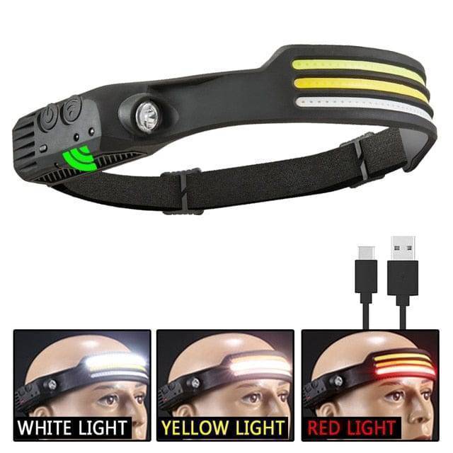 LED Headlamp with USB Rechargeable Sensor for Outdoor Use