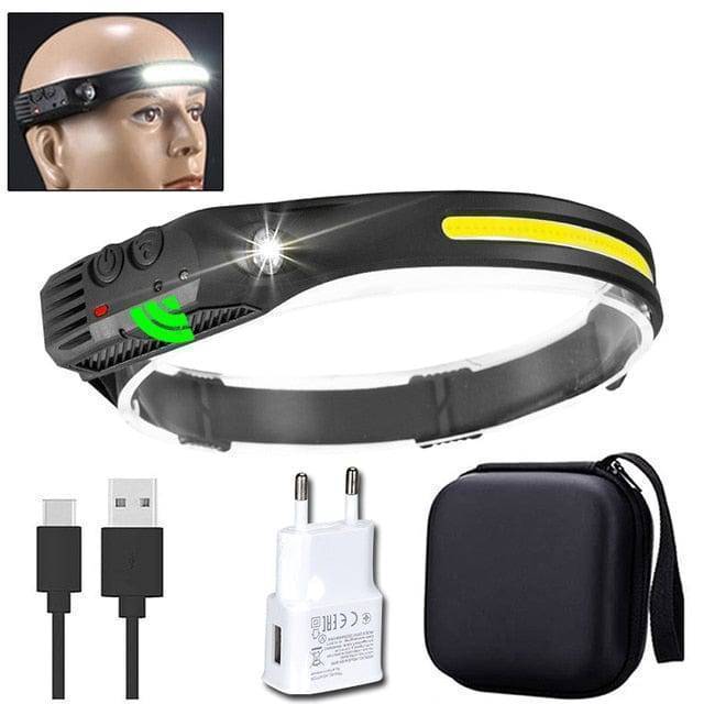 LED Headlamp with USB Rechargeable Sensor for Outdoor Use