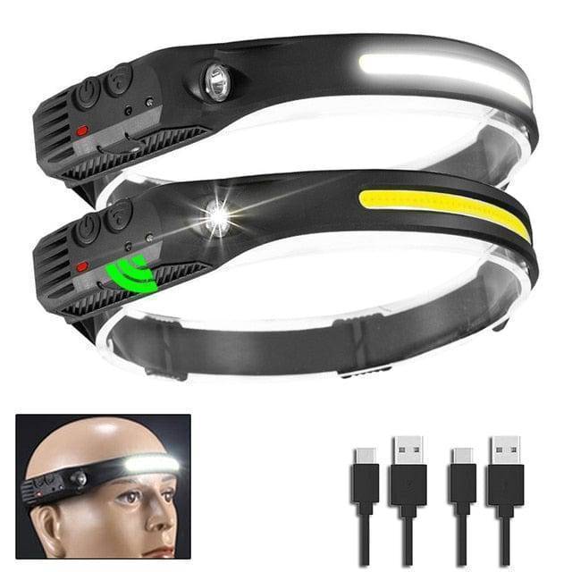 LED Headlamp with USB Rechargeable Sensor for Outdoor Use