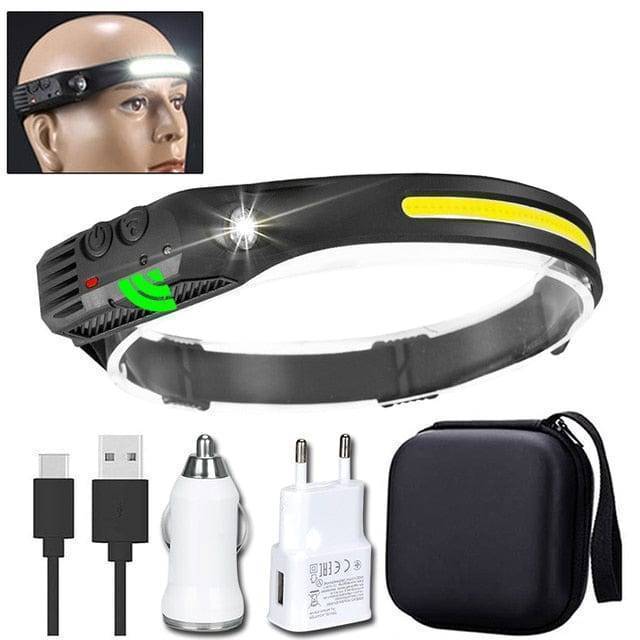 LED Headlamp with USB Rechargeable Sensor for Outdoor Use