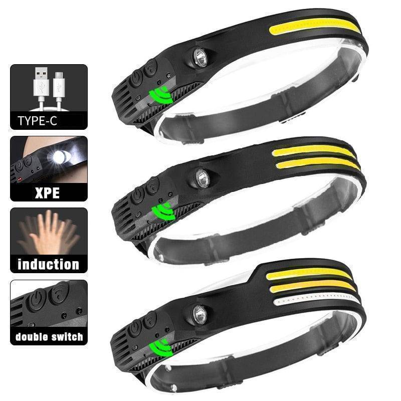 LED Headlamp with USB Rechargeable Sensor for Outdoor Use