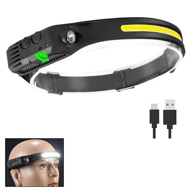 LED Headlamp with USB Rechargeable Sensor for Outdoor Use