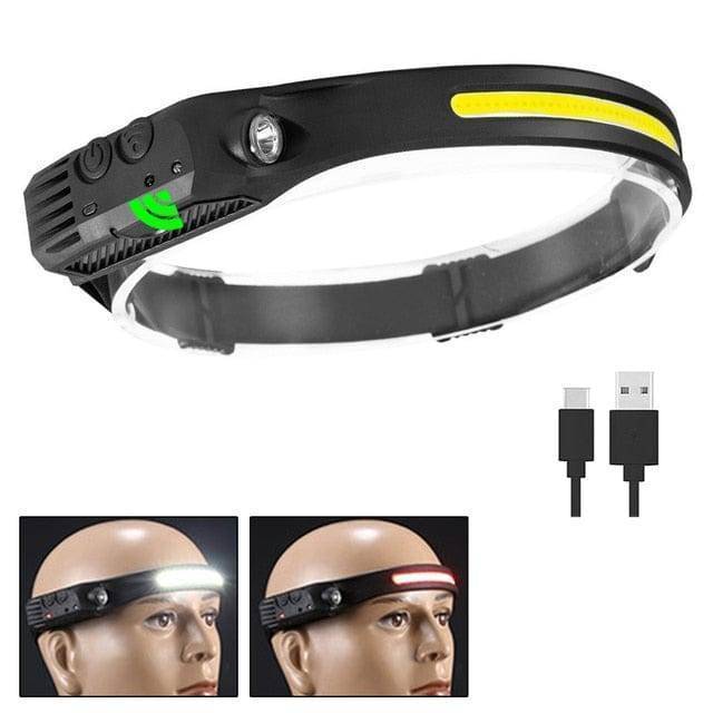 LED Headlamp with USB Rechargeable Sensor for Outdoor Use