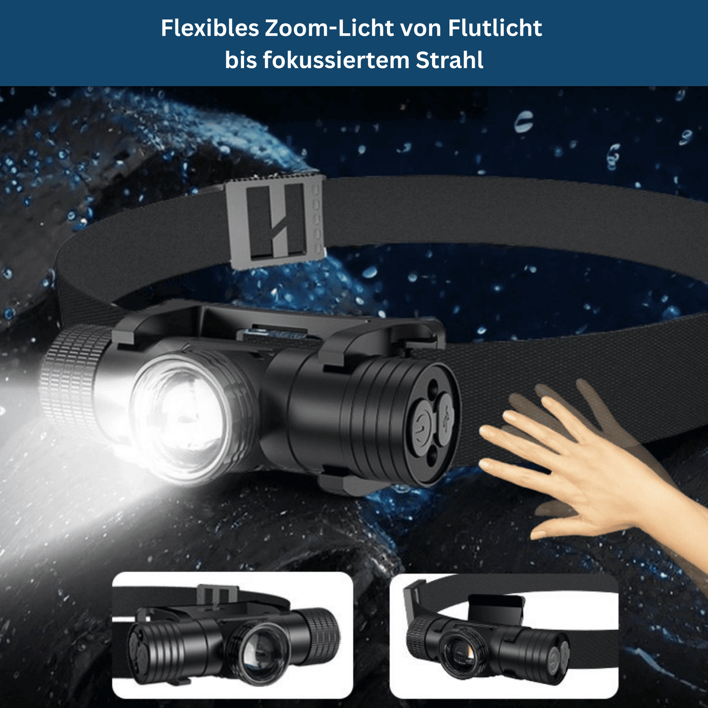 LED Headlamp with USB Rechargeable and Waterproof Features