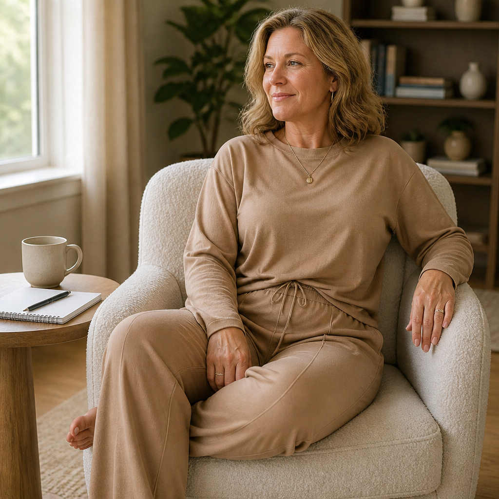ElysianEase™ – Relaxed Long Sleeve Top & Wide-Leg Pants Set