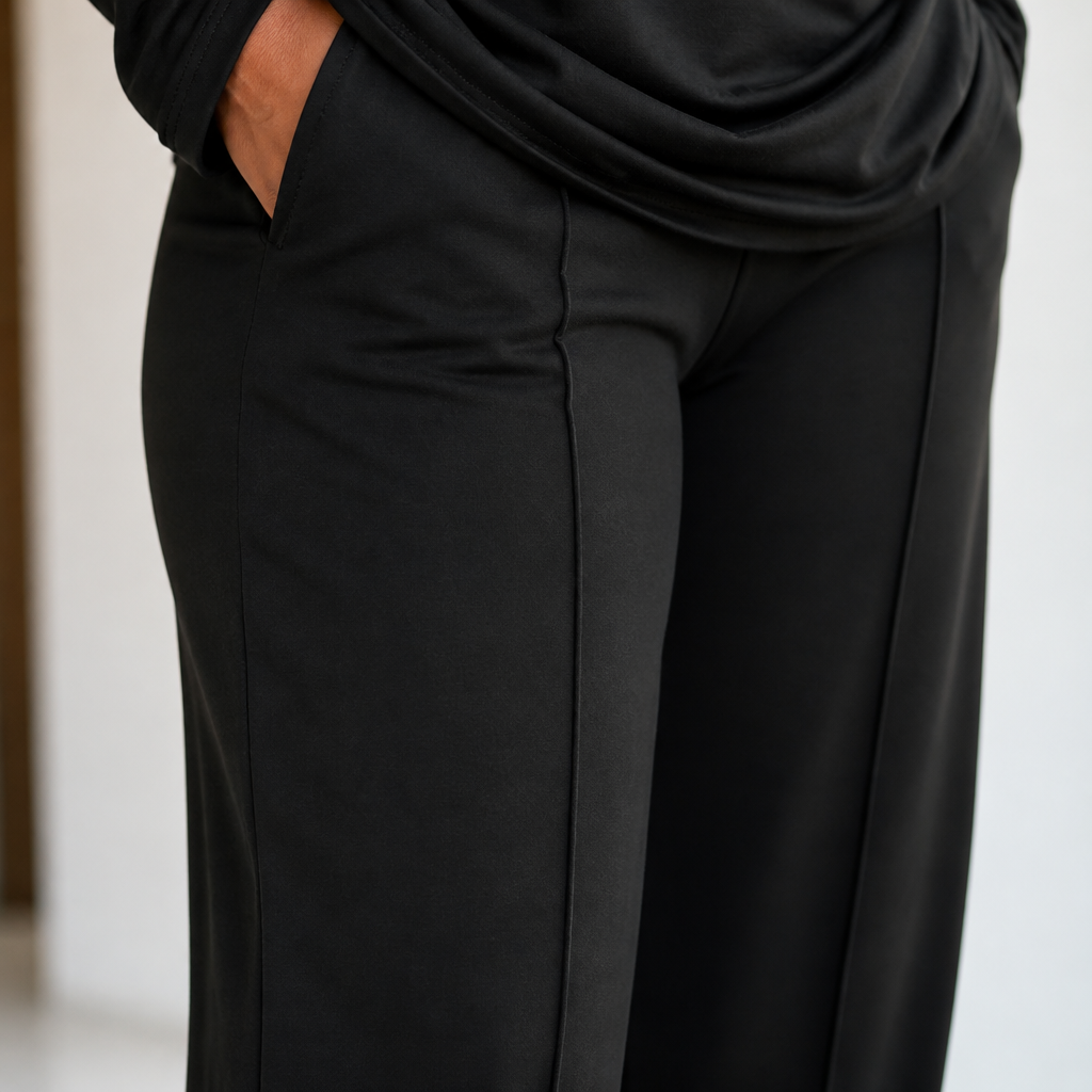 ElysianEase™ – Relaxed Long Sleeve Top & Wide-Leg Pants Set