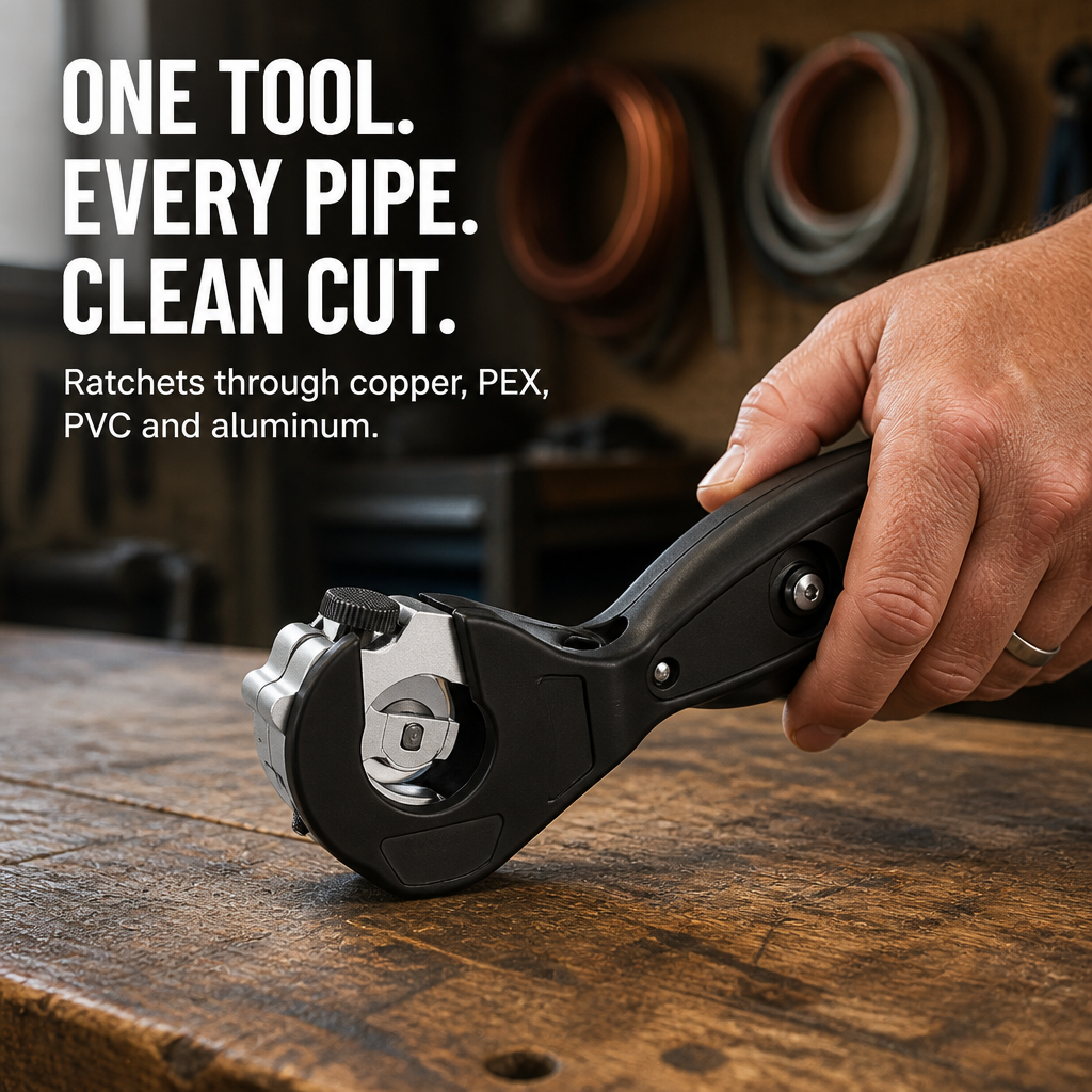 FlowMaster Precision™ — Ratchet Through PVC, Copper & PEX in Seconds Without Crushing Pipes