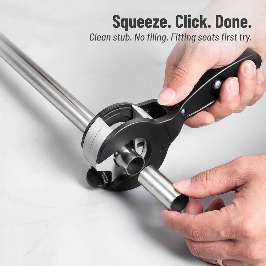 FlowMaster Precision™ — Ratchet Through PVC, Copper & PEX in Seconds Without Crushing Pipes