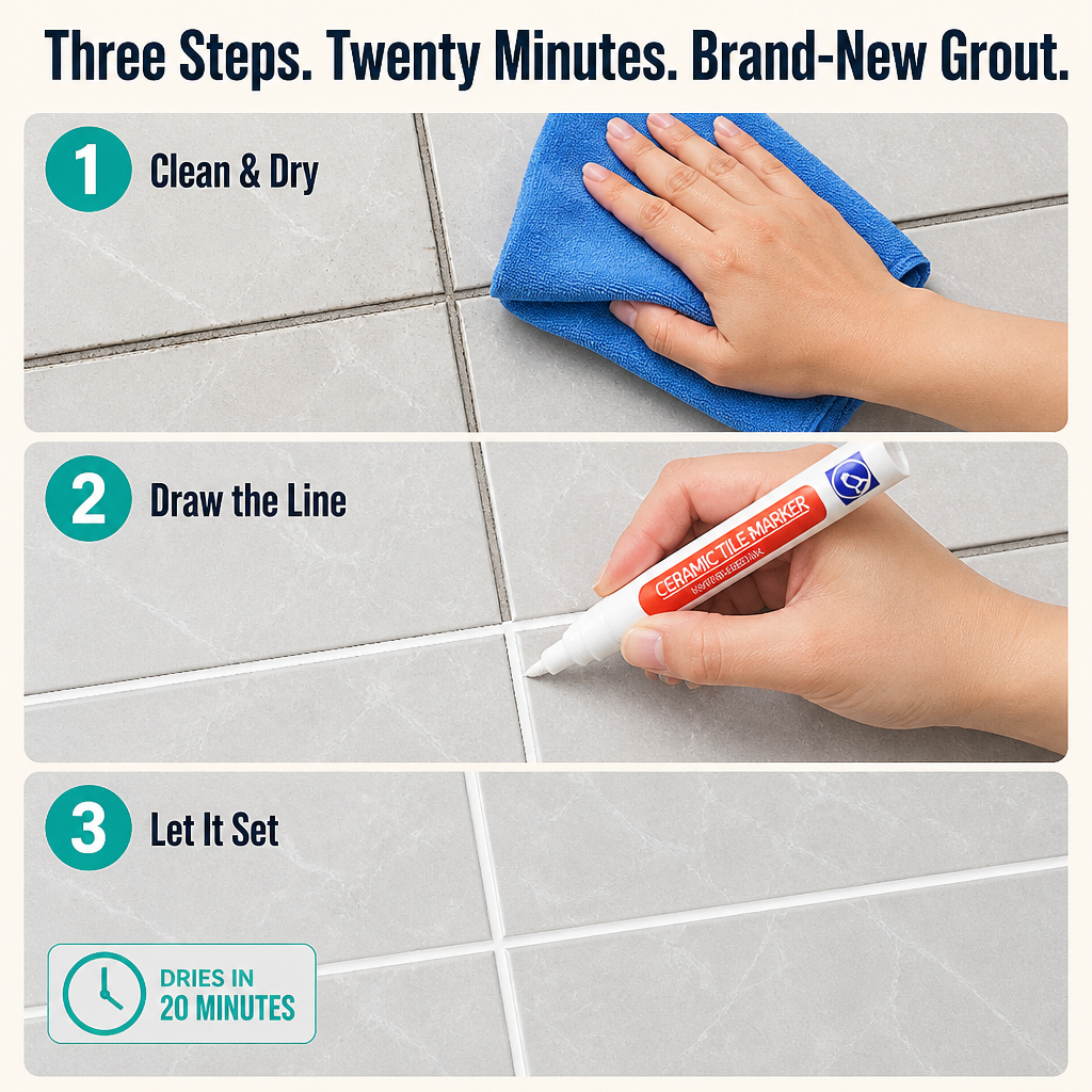 BioShieldSeal™ — Refresh Yellowed Grout Lines to Brand-New White in 20 Minutes