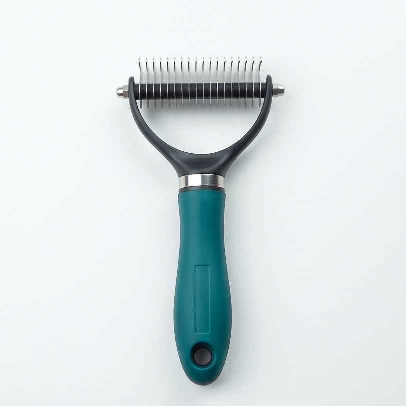 Double-Sided Dematting Undercoat Rake Brush for Dogs & Cats