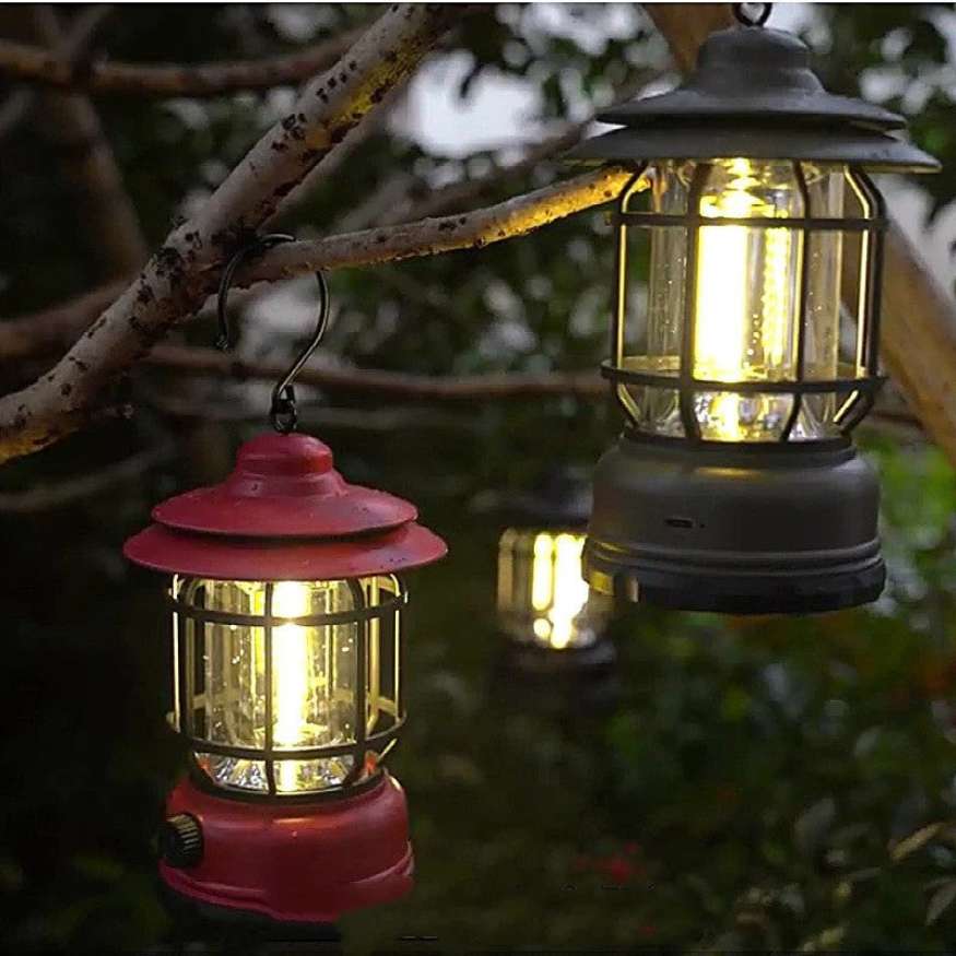 Dimmable Vintage-Style LED Lantern for Camping – Rechargeable Light