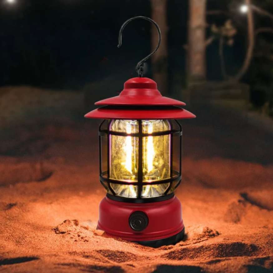 Dimmable Vintage-Style LED Lantern for Camping – Rechargeable Light