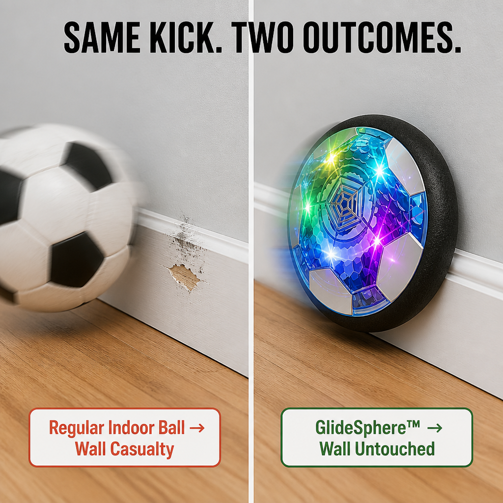 GlideSphere™ — Turn Rainy Afternoons Into Indoor Soccer Without Broken Lamps