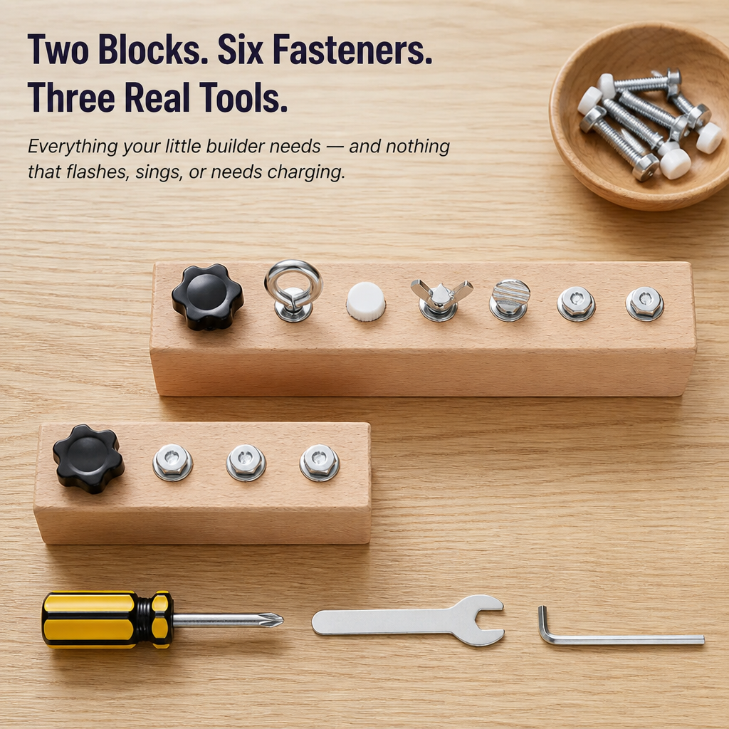 HandiNest™ — Hand Your Curious Toddler Real Tools, Real Screws, Real Focus