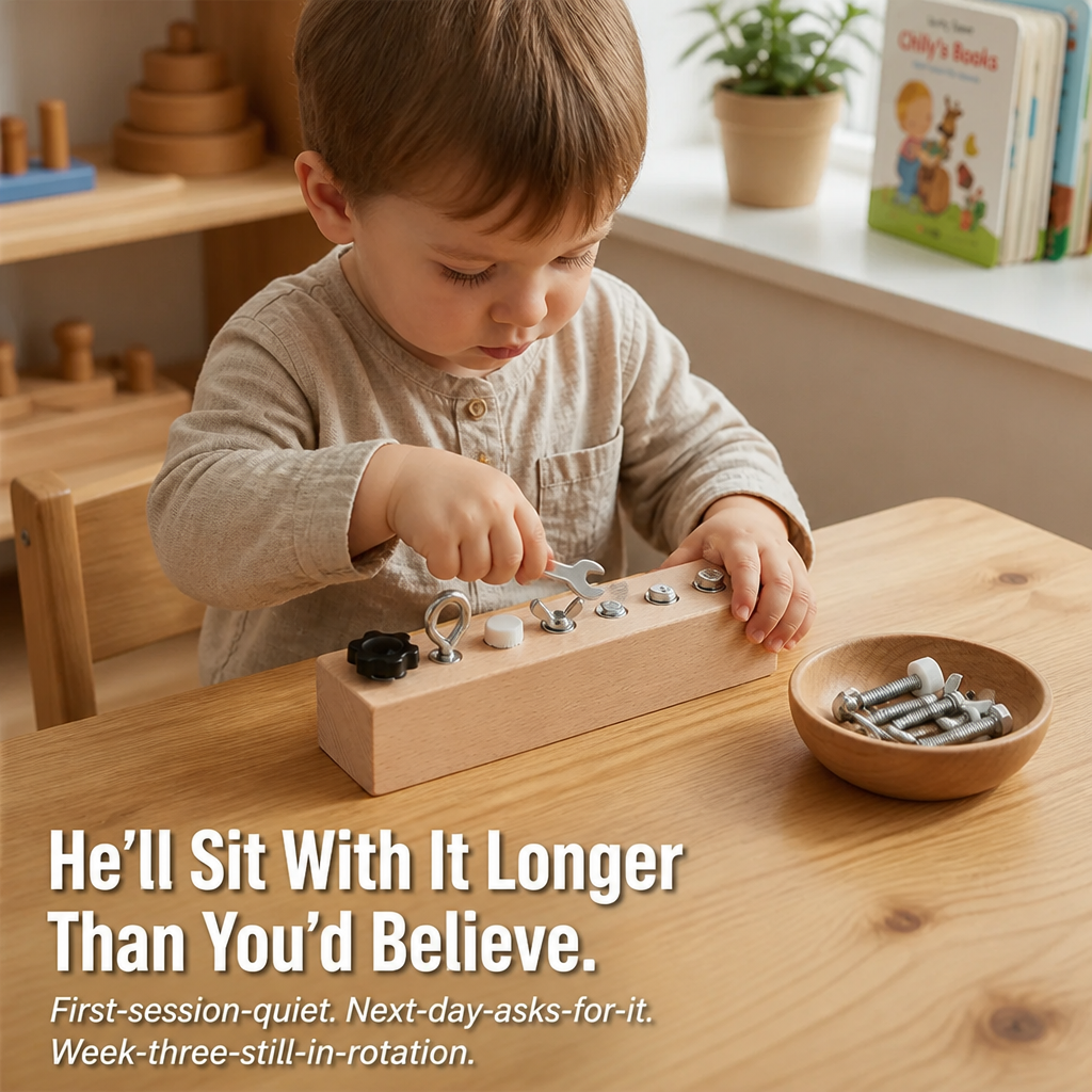 HandiNest™ — Hand Your Curious Toddler Real Tools, Real Screws, Real Focus
