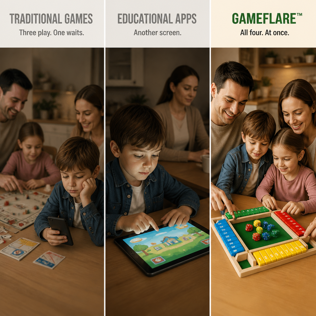 GameFlare™ — Replace Screen Time With 4-Player Dice Battles Kids Beg For