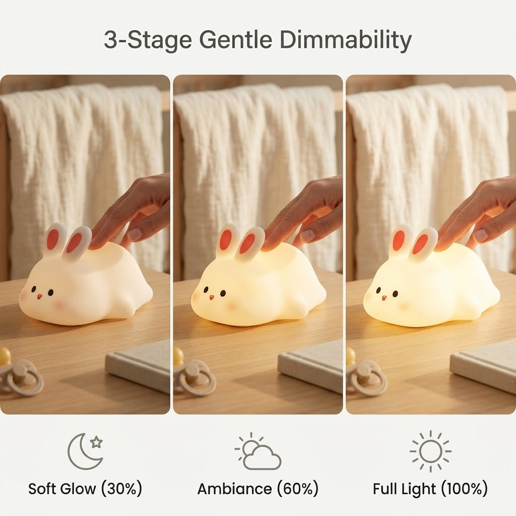 Bunny Tap Night Light 7-Color Timer | The Moon-Bun Beacon