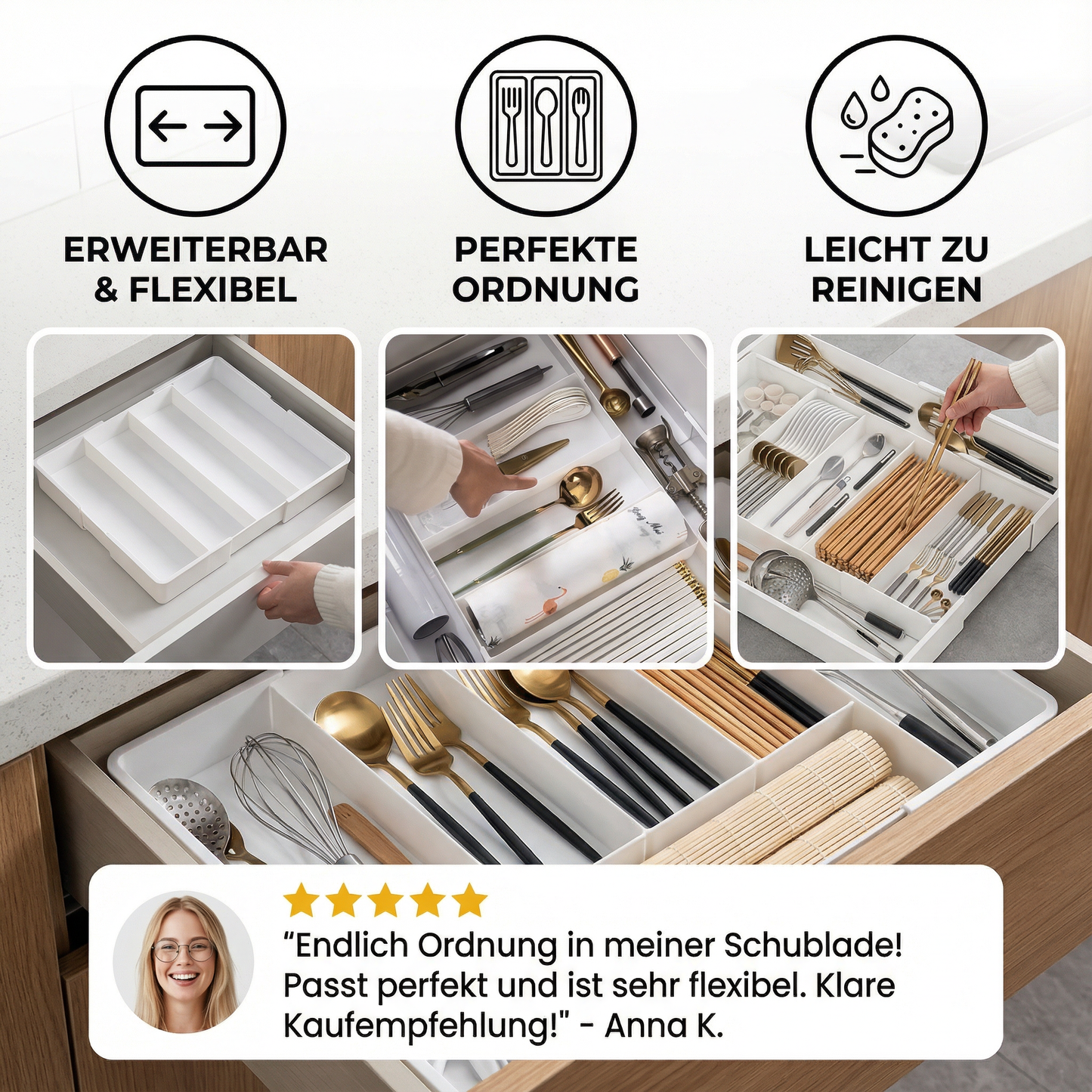 Drawer Organizer for Kitchen and Home