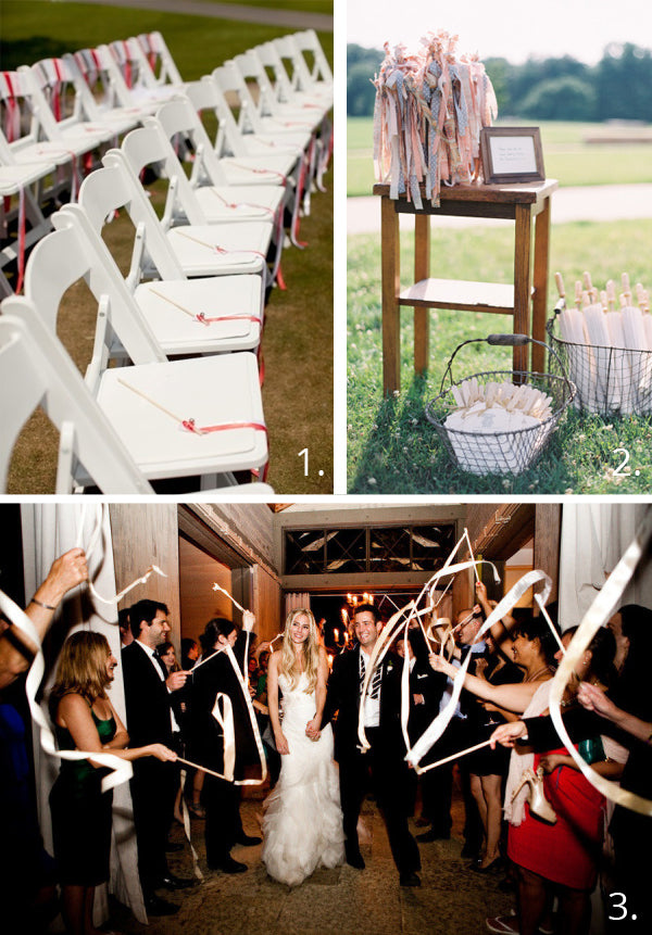 Colorful Rainbow Wedding Ribbon Wands with Gold Bells
