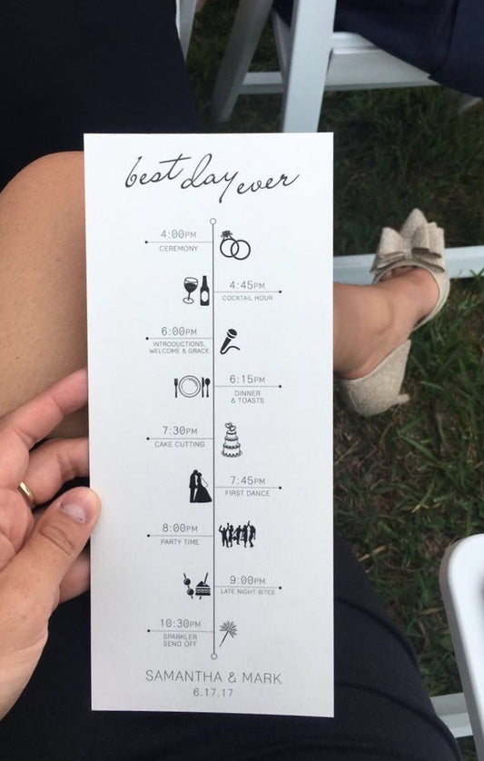 Personalized Wedding Program Cards, Wedding Timeline Card for Guests