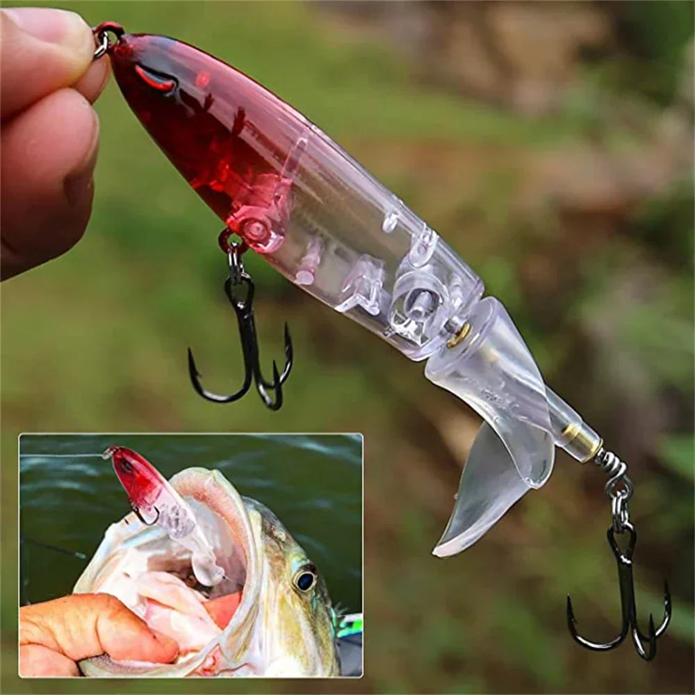Fishing Lure with Soft Spinning Tail - Whopper Plopper Style