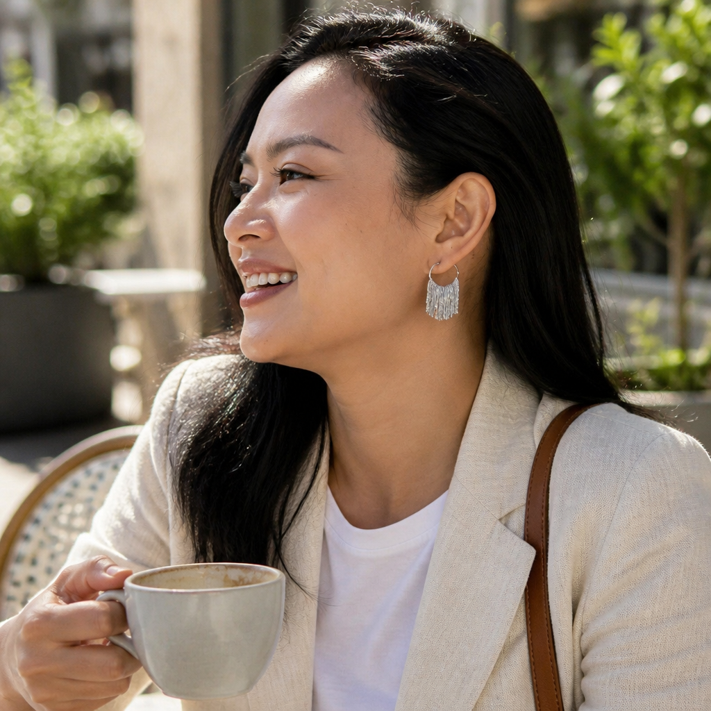 CascadeAura – Shimmering Waterfall Tassel Earrings with Hypoallergenic Finish