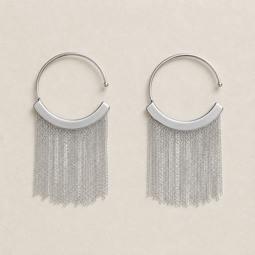 CascadeAura – Shimmering Waterfall Tassel Earrings with Hypoallergenic Finish