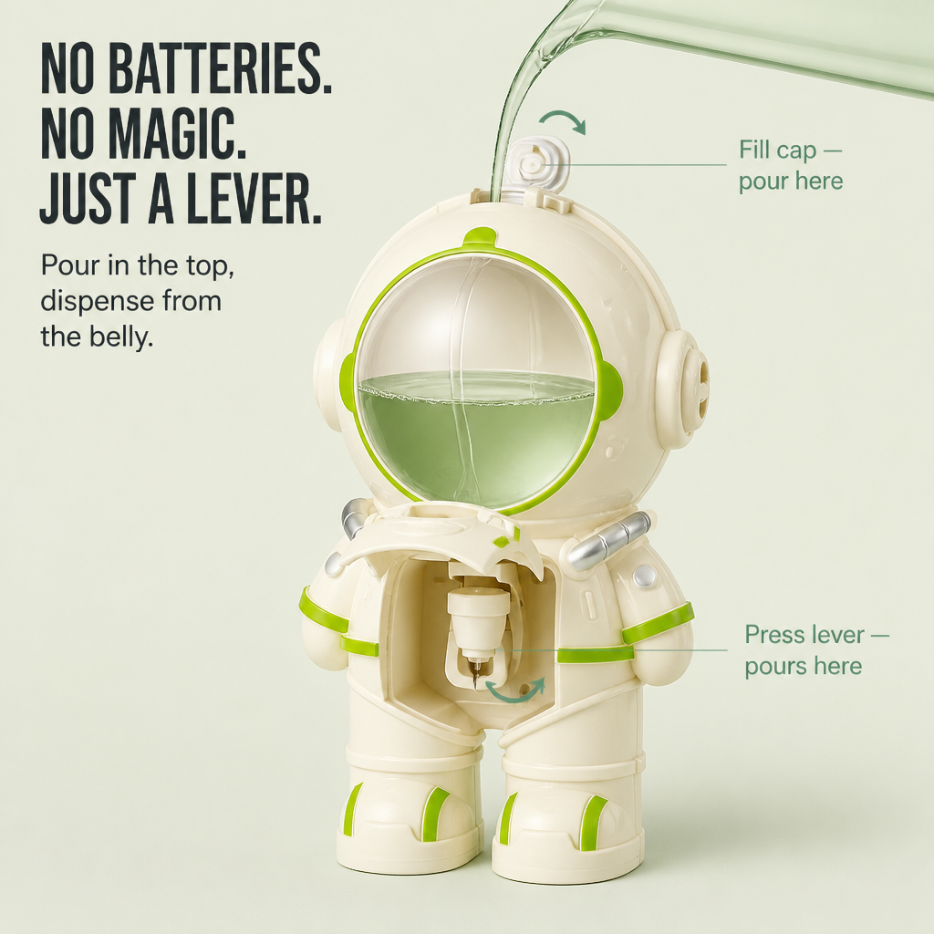 Hydrastro™ — Let Kids Pour Their Own Water From a Mini Astronaut Dispenser