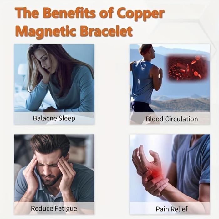 Pure Copper Magnetic Therapy Bracelet for Fatigue & Circulation