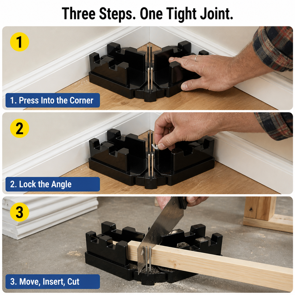 MiterMate™ — Cut Tight Corner Joints Without the Miter-Saw Math