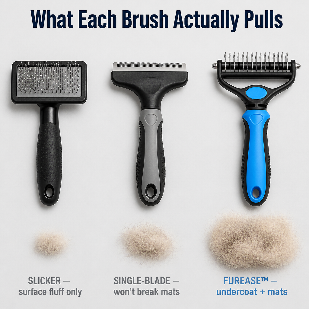 FurEase™ — Pull A Small Dog's Worth Of Undercoat Without The Yelp