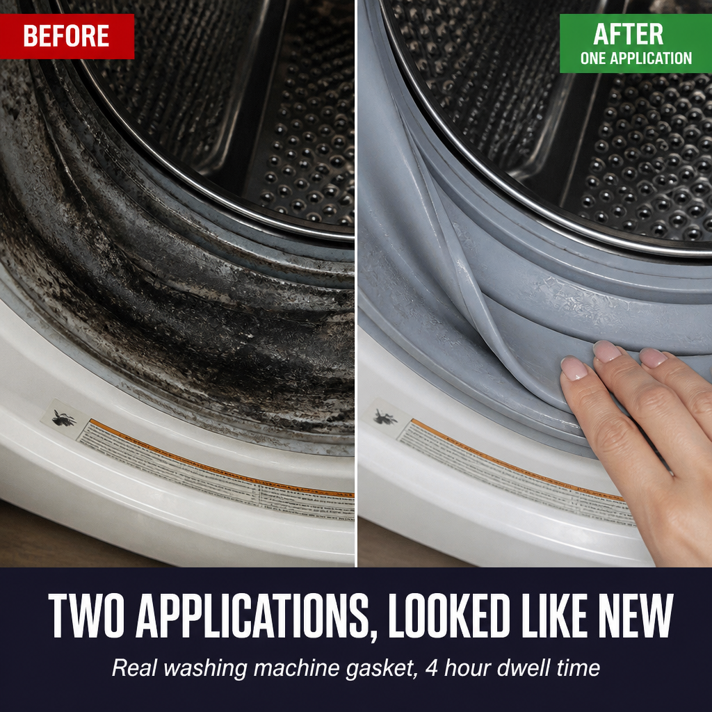 CrystalPure™ — Lift Black Mold From Washing Machine Seals & Grout in Hours