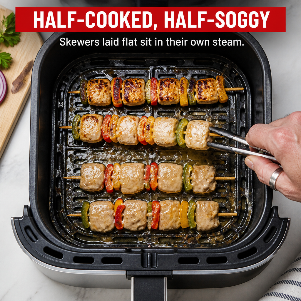 EmberSkew™ — Cook Juicy Skewers and Wings In Your Air Fryer Without Flipping