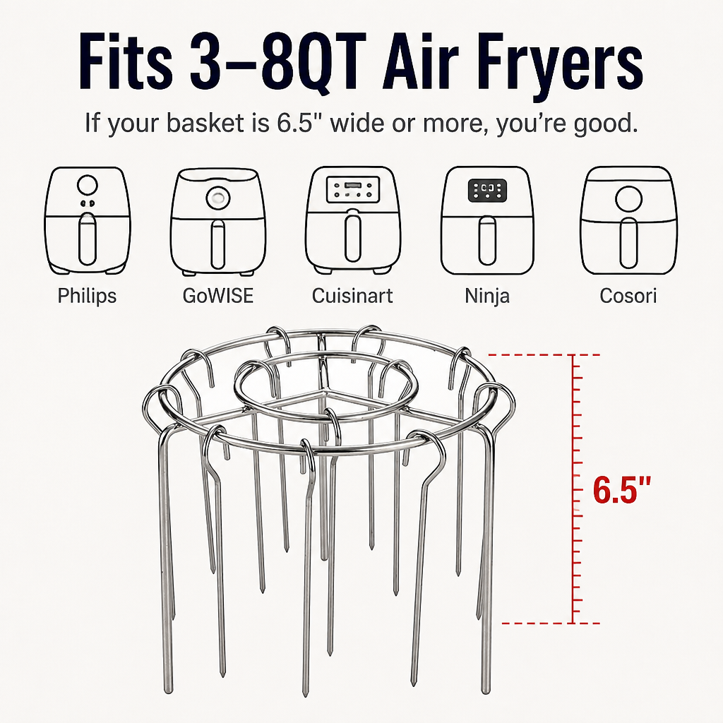 EmberSkew™ — Cook Juicy Skewers and Wings In Your Air Fryer Without Flipping