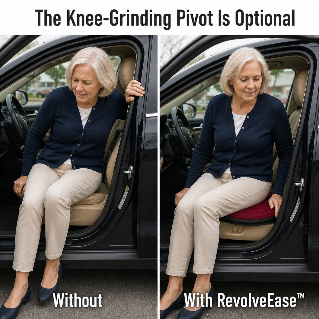 RevolveEase™ — Get In and Out of Any Seat Without the Knee-Grinding Twist