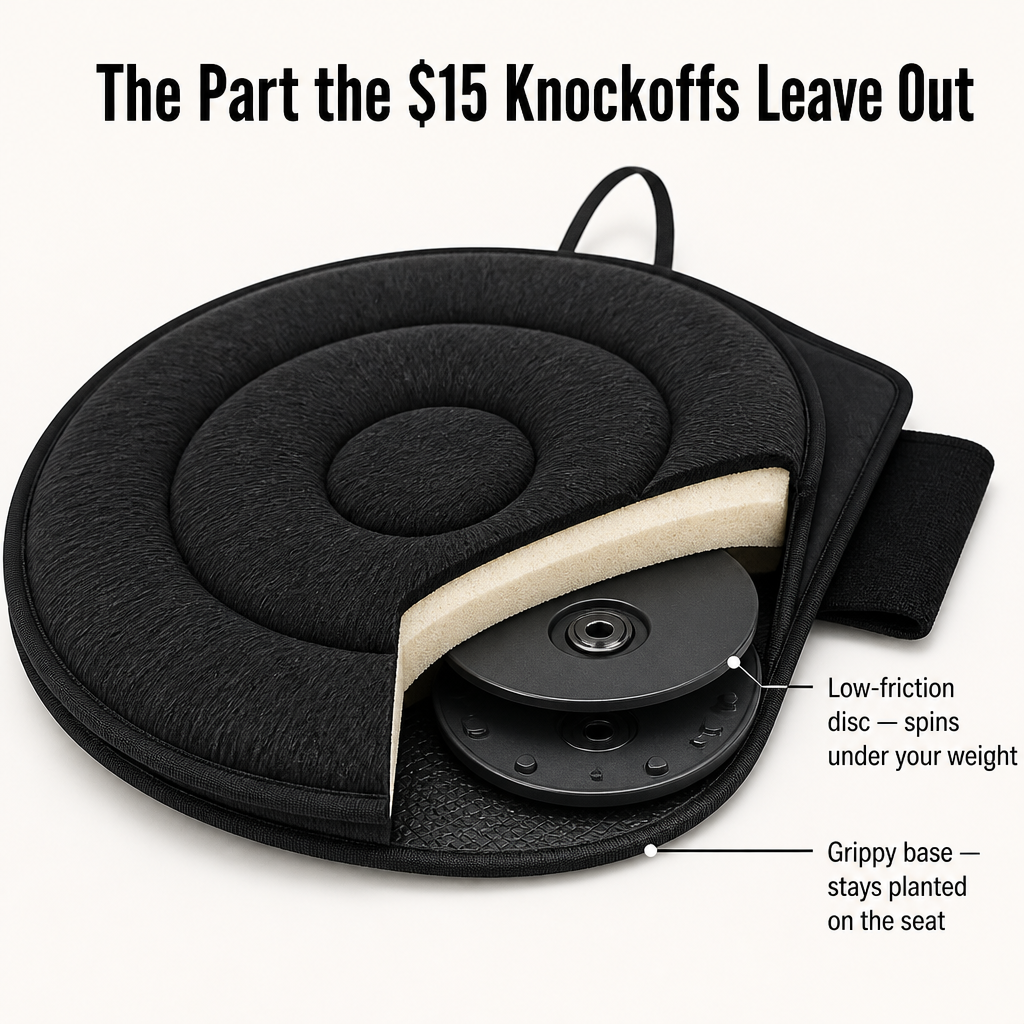 RevolveEase™ — Get In and Out of Any Seat Without the Knee-Grinding Twist
