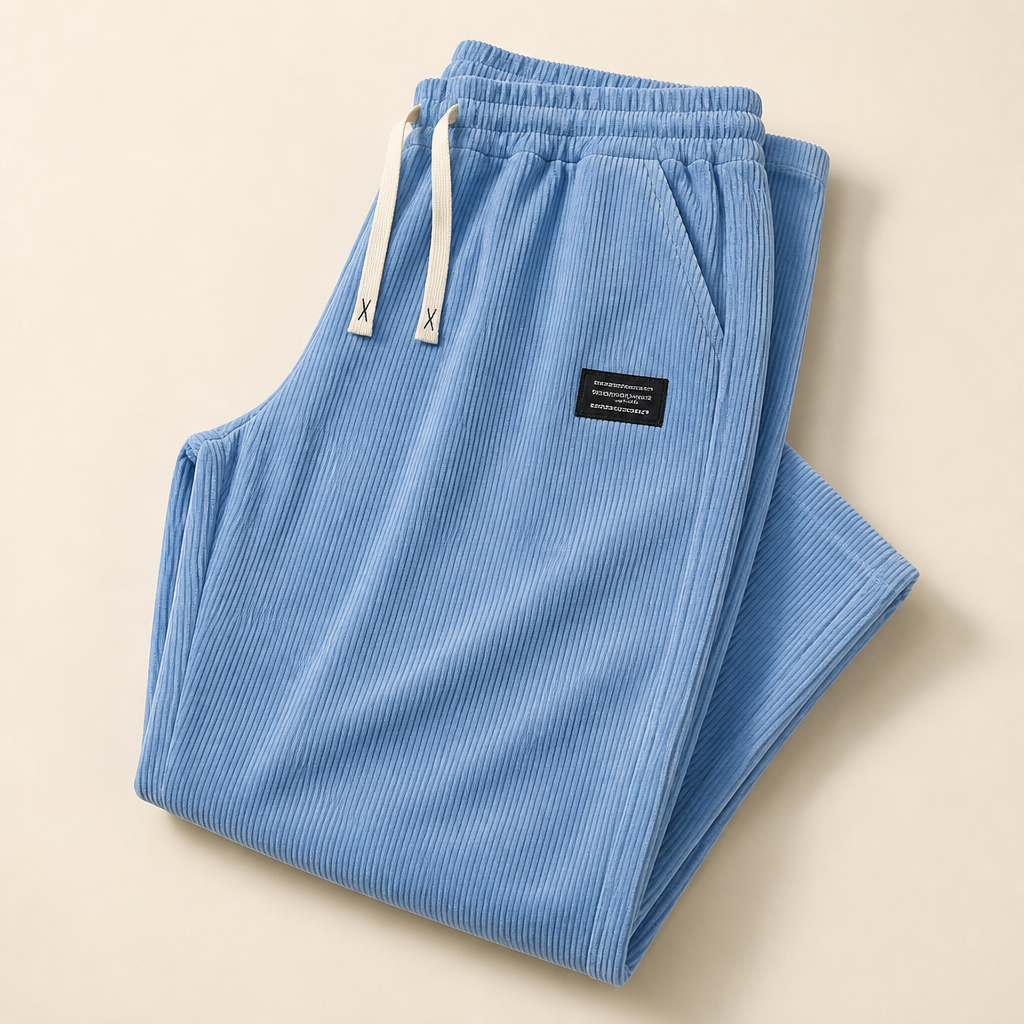 BlazeStride™ – Relaxed Straight-Leg Corduroy Pants with Drawstring Waist