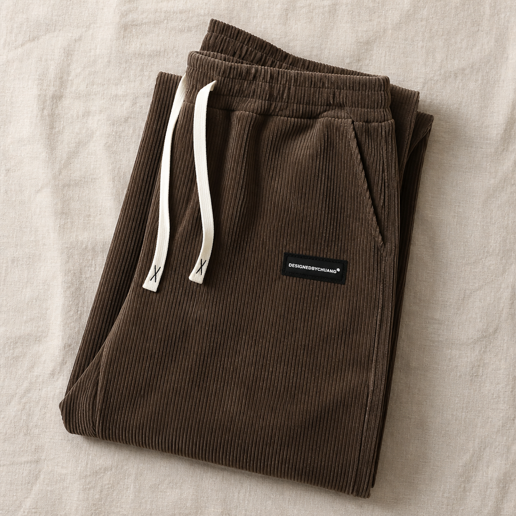 BlazeStride™ – Relaxed Straight-Leg Corduroy Pants with Drawstring Waist