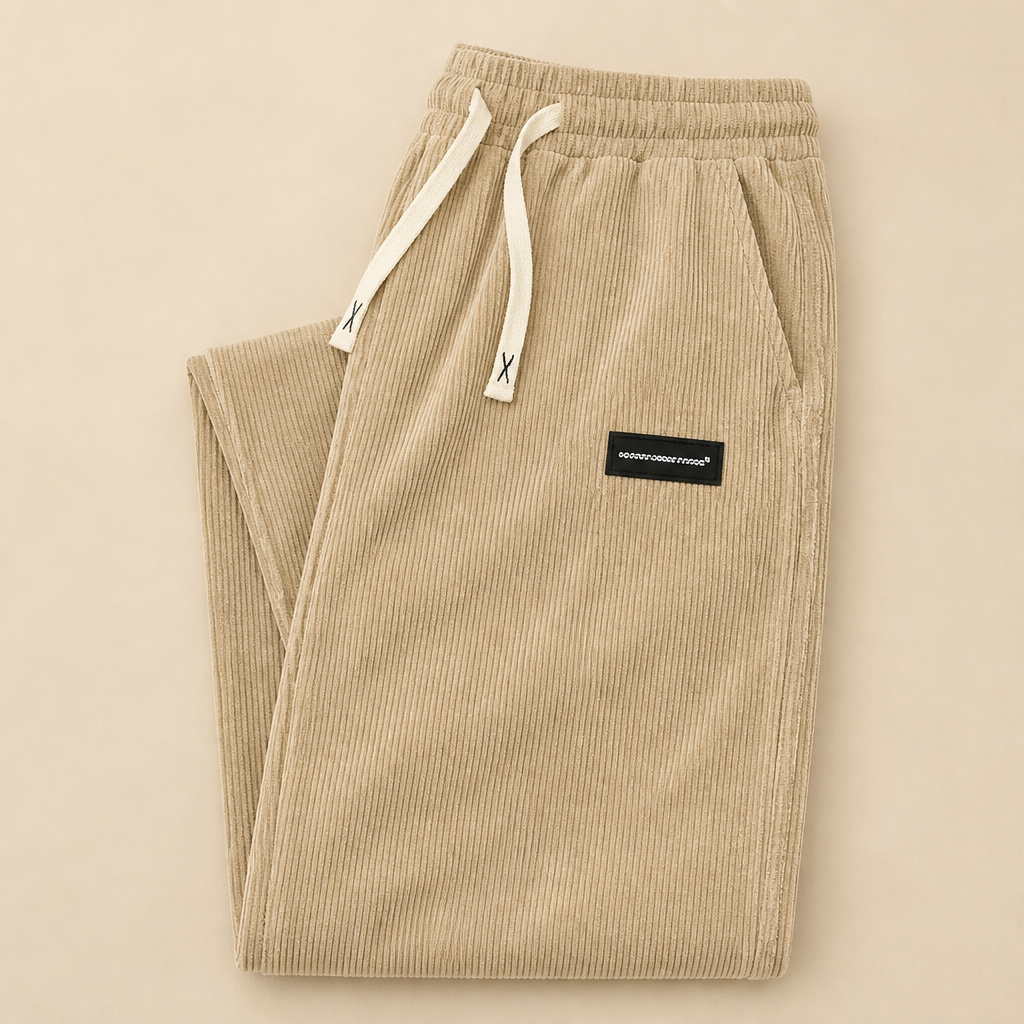 BlazeStride™ – Relaxed Straight-Leg Corduroy Pants with Drawstring Waist