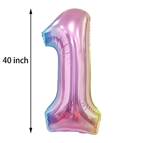 40 inch Giant Number Rainbow Foil Balloon for Birthday Party Wedding