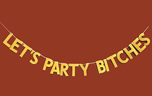 Glitter Gold Alphabet LET'S PARTY Banner for Bachelorette party Decoration