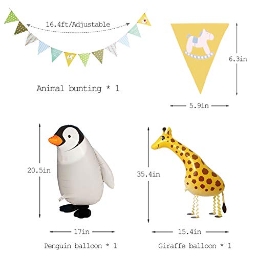 Jungle Safari Party Decorations-Walking Animal Balloons & Multicolor Triangle Flag Banner