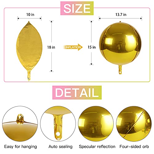 Rose Gold 4D Balloons 6Pcs 18 inch Mylar Foil Balloons for Graduation Wedding Decorations