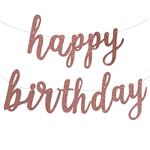 Rose Gold Happy Birthday Alphabet Banner for Birthday Party Decorations