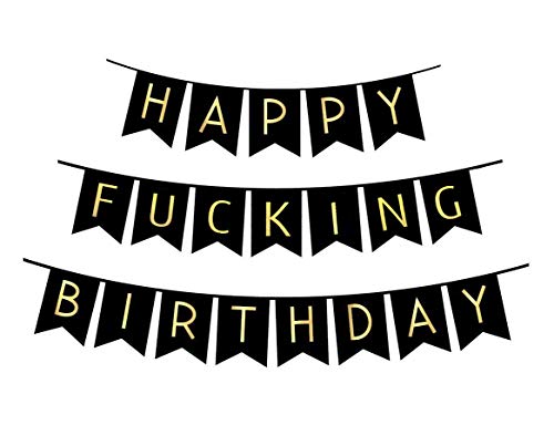 Black Happy Fucking Birthday Bunting Banner for Birthday Decorations