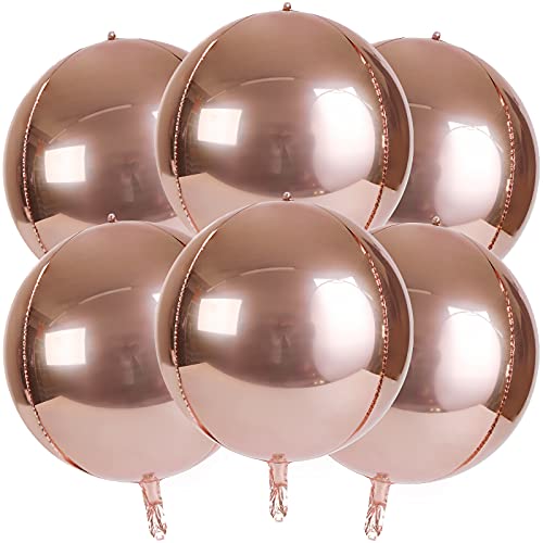 Rose Gold 4D Balloons 6Pcs 18 inch Mylar Foil Balloons for Graduation Wedding Decorations